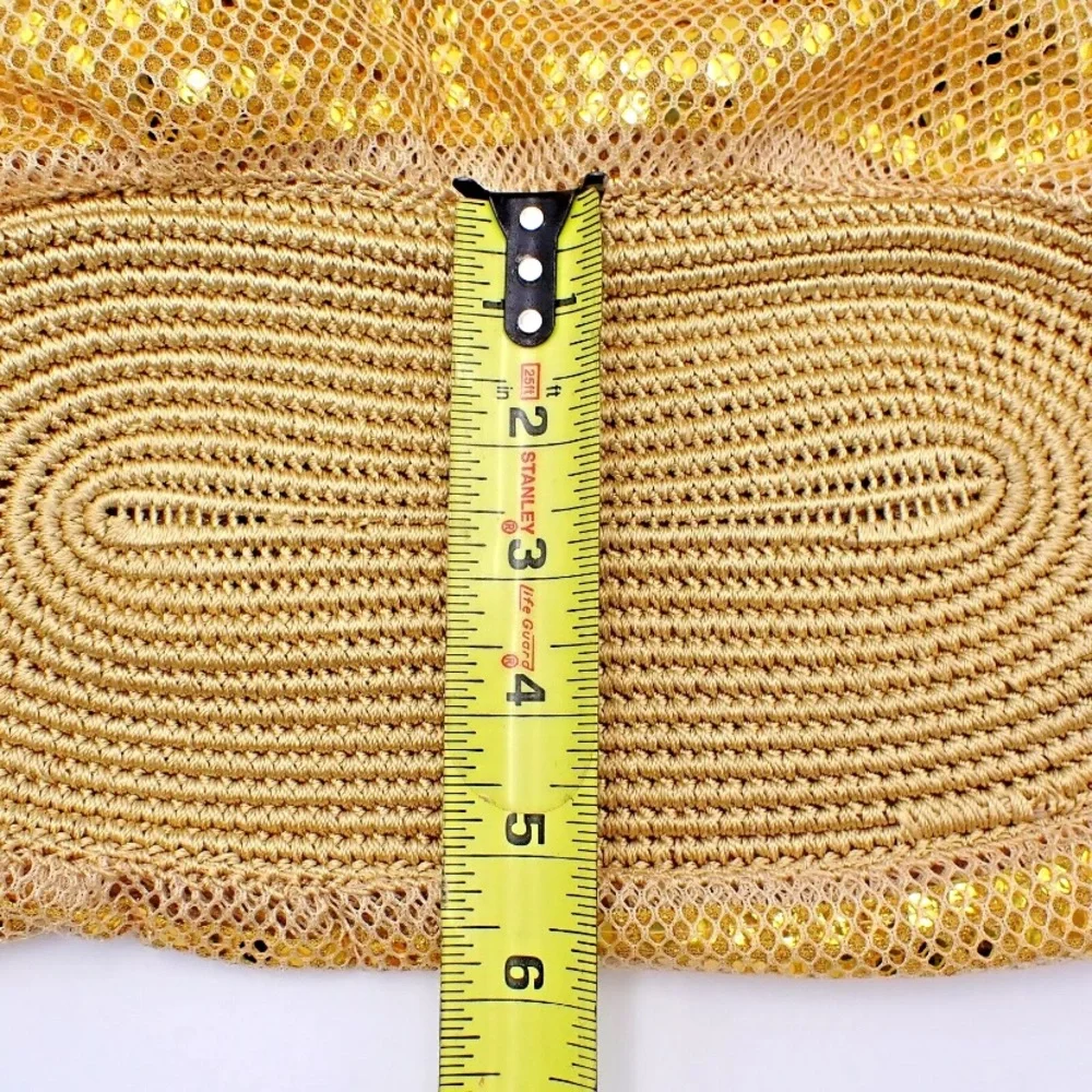 Vintage Gap Gold Mesh Handbag Knit Sequins Round Handle